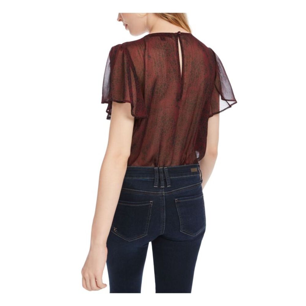 ASH & VIOLET Womens Snap Closure V Neck Body Suit Top - Picture 2 of 4